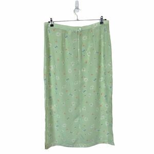 Christopher & Banks Skirt Women's Green Floral Butterfly Semi Sheer Size 16